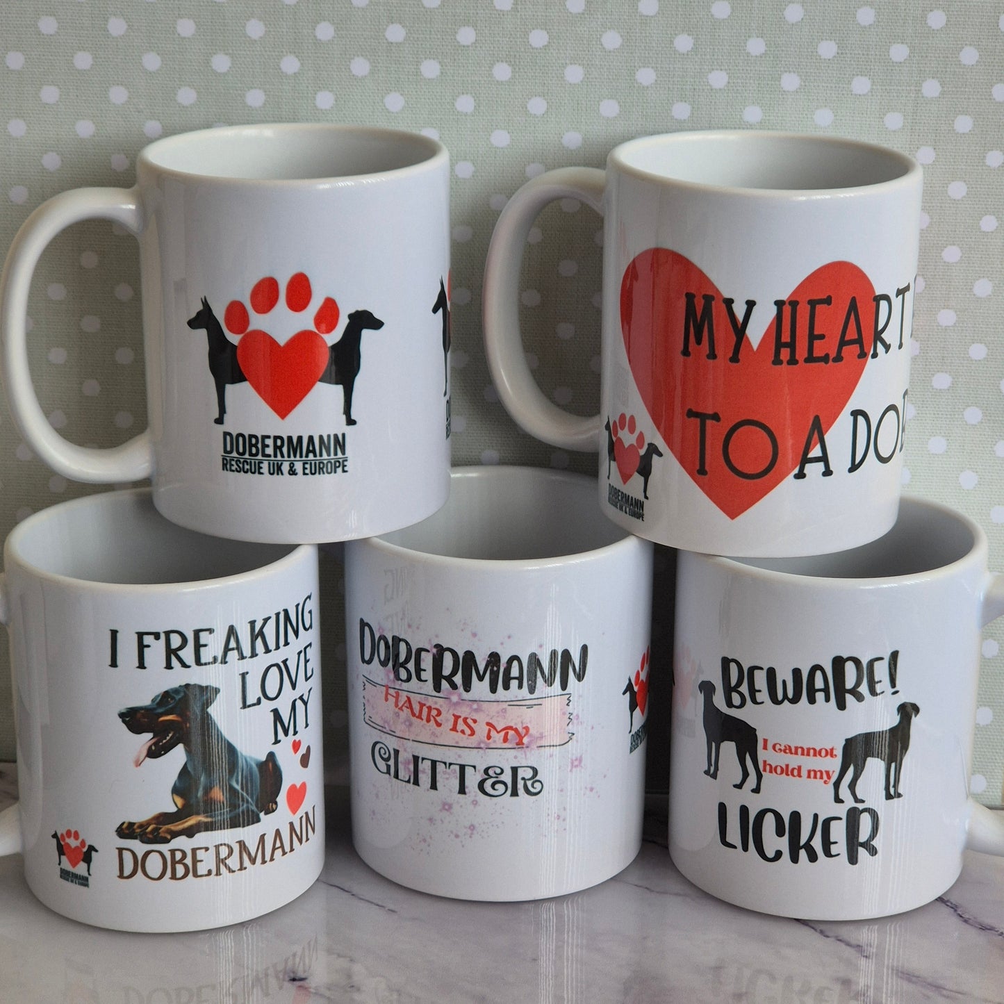 White mugs with choice of design