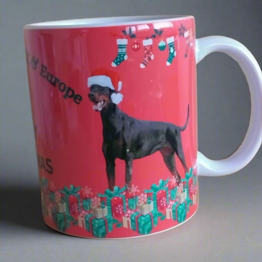 Christmas dobermann mug